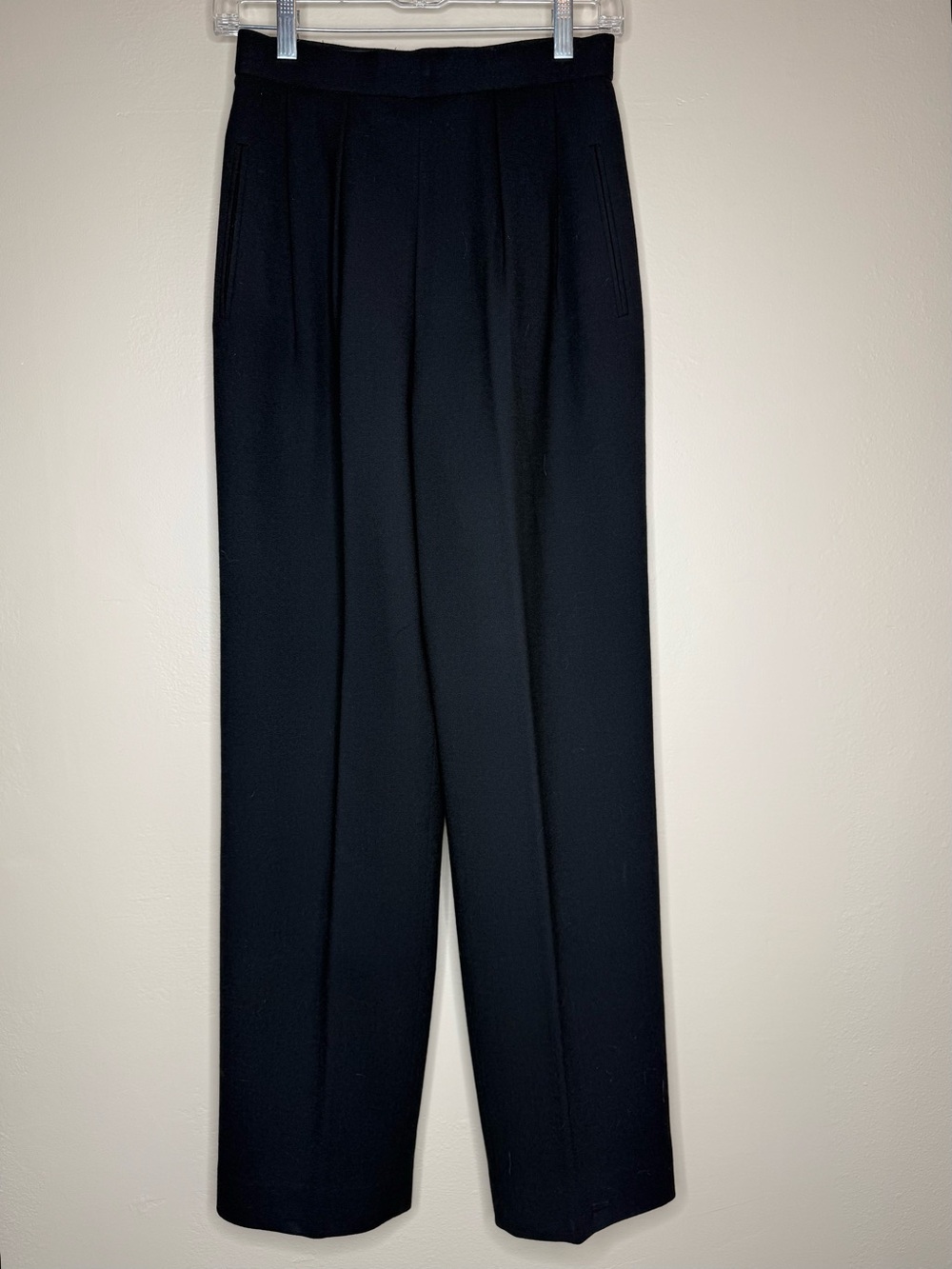 Classiques Entier Wool Black Trousers Tailored Pleat Front Pockets Vintage Size4